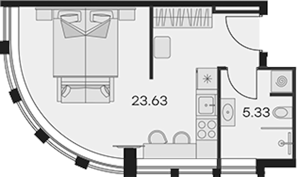Квартира студия 28.96 м², 2/15 эт., Апарт-отель «Апарт-отель 25-7 Заневский»